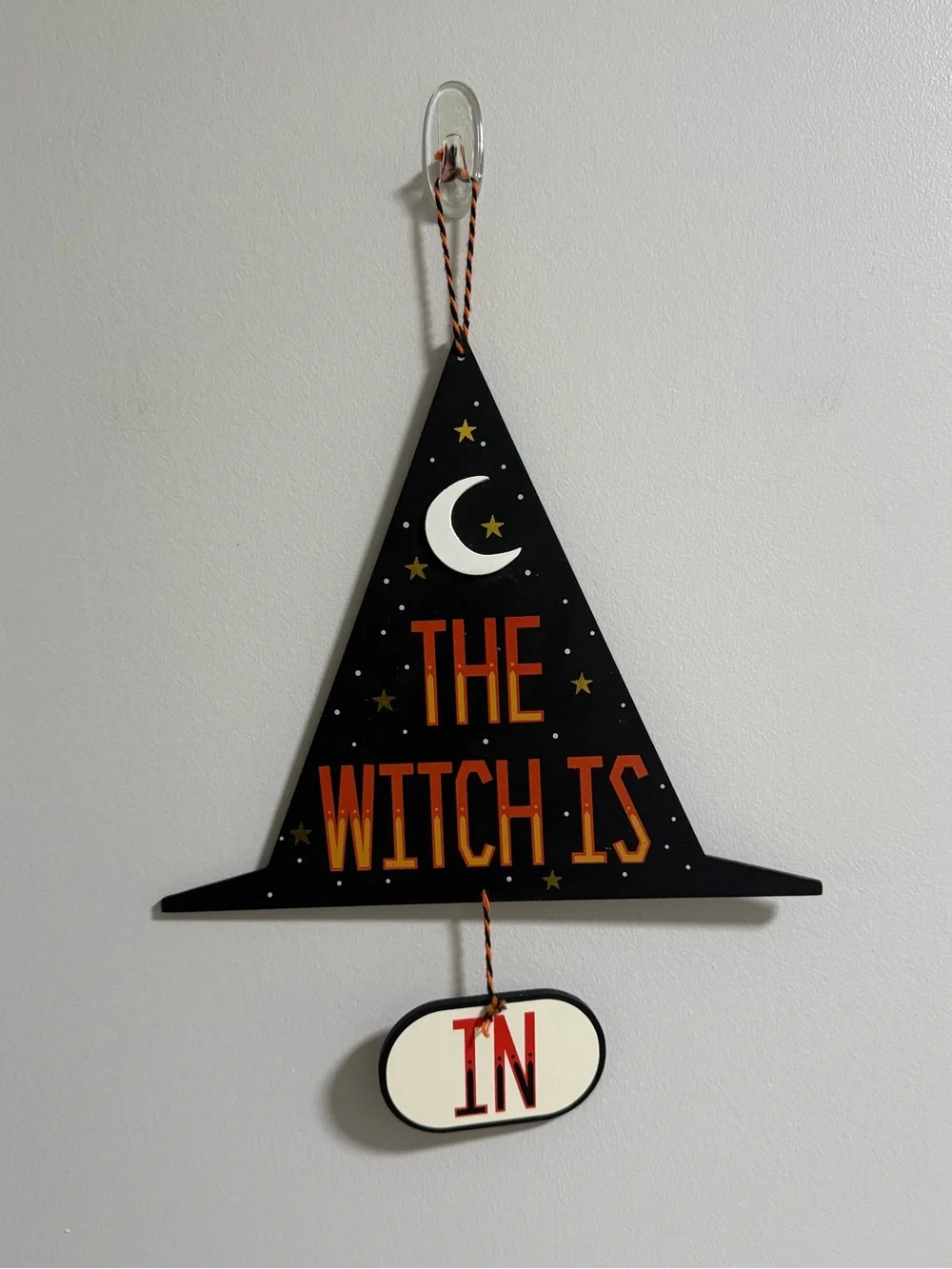 Halloween Witch Hat Wall Sign - Black and Orange 